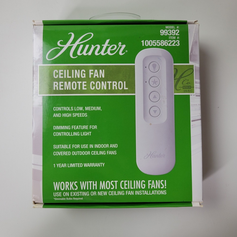 Hunter 99392 Universal Ceiling Fan Remote Control White with Receiver Kit